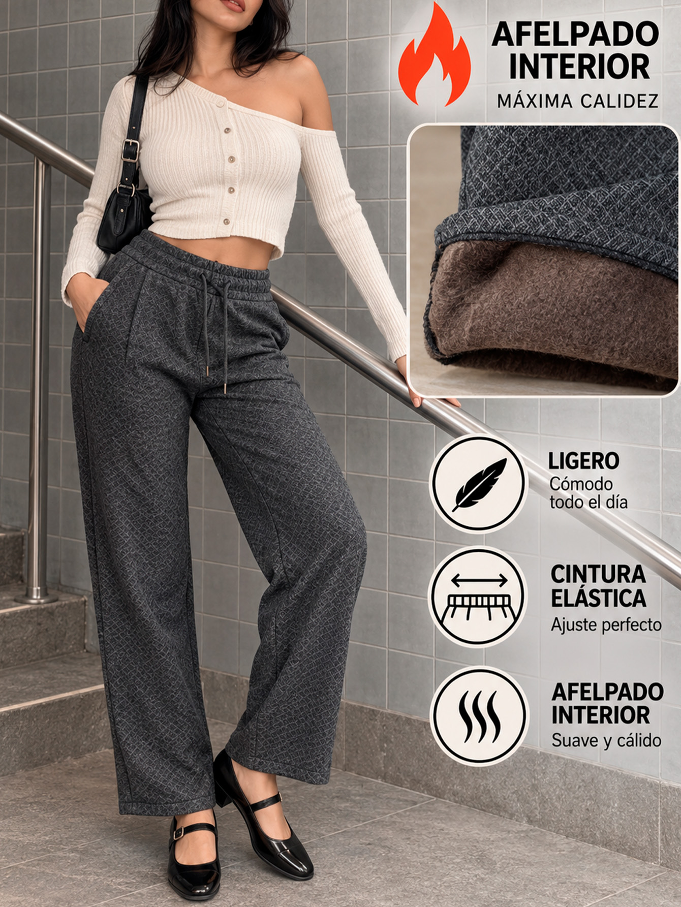 AD2652 Pantalón tipo de vestir afelpado 15957
