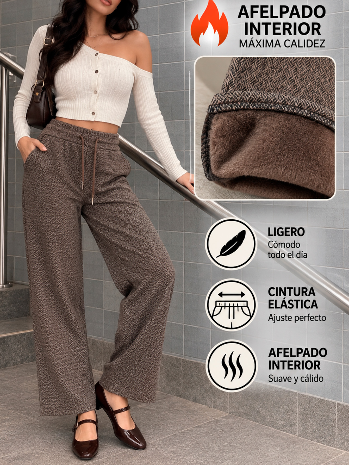 AD2652 Pantalón tipo de vestir afelpado 15957