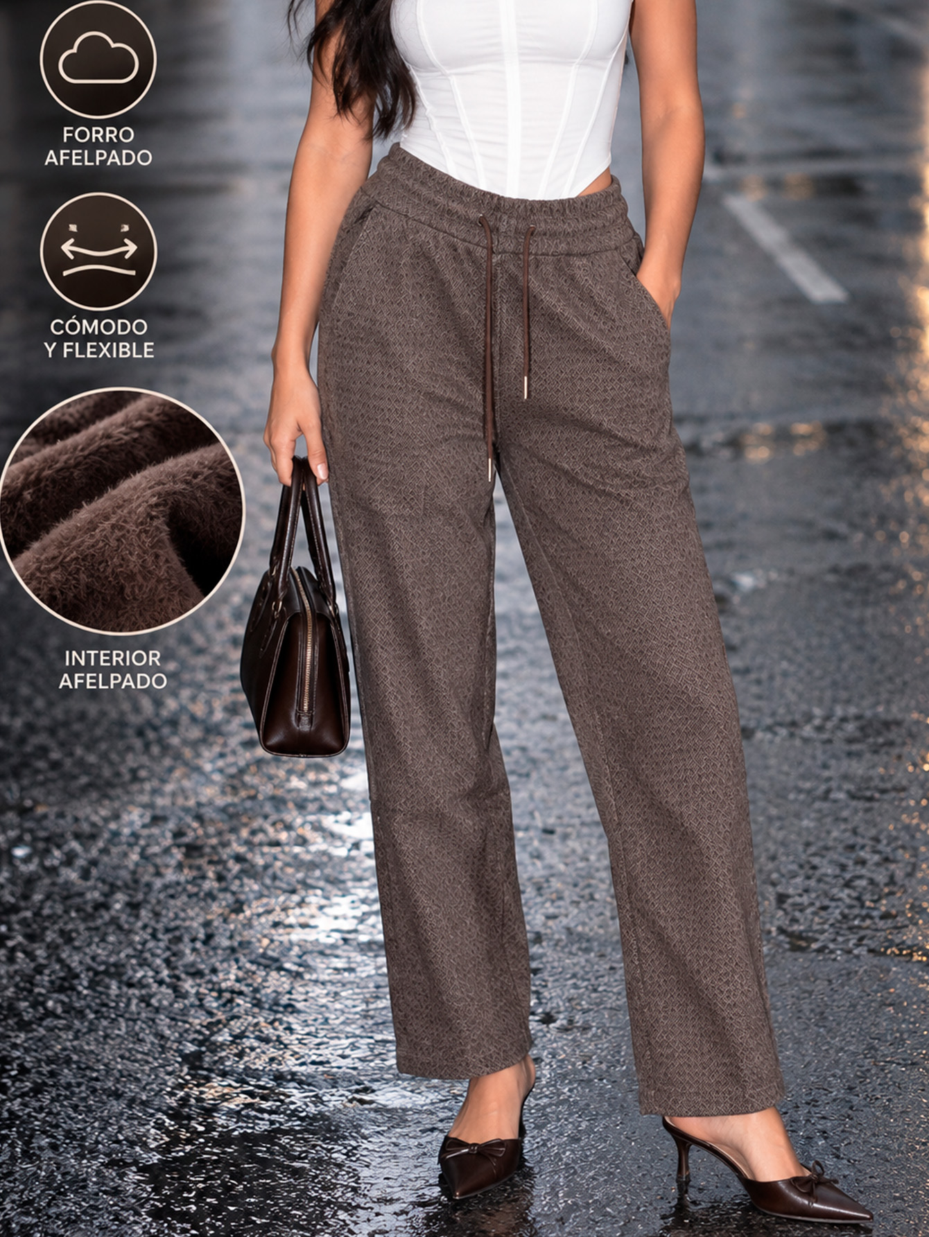 AD2652 Pantalón afelpado con estampado 15954