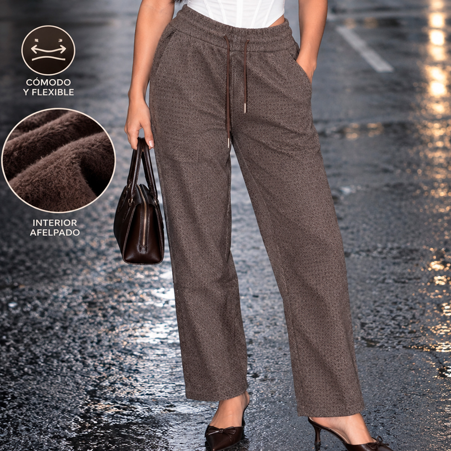 AD2652 Pantalón afelpado con estampado 15954