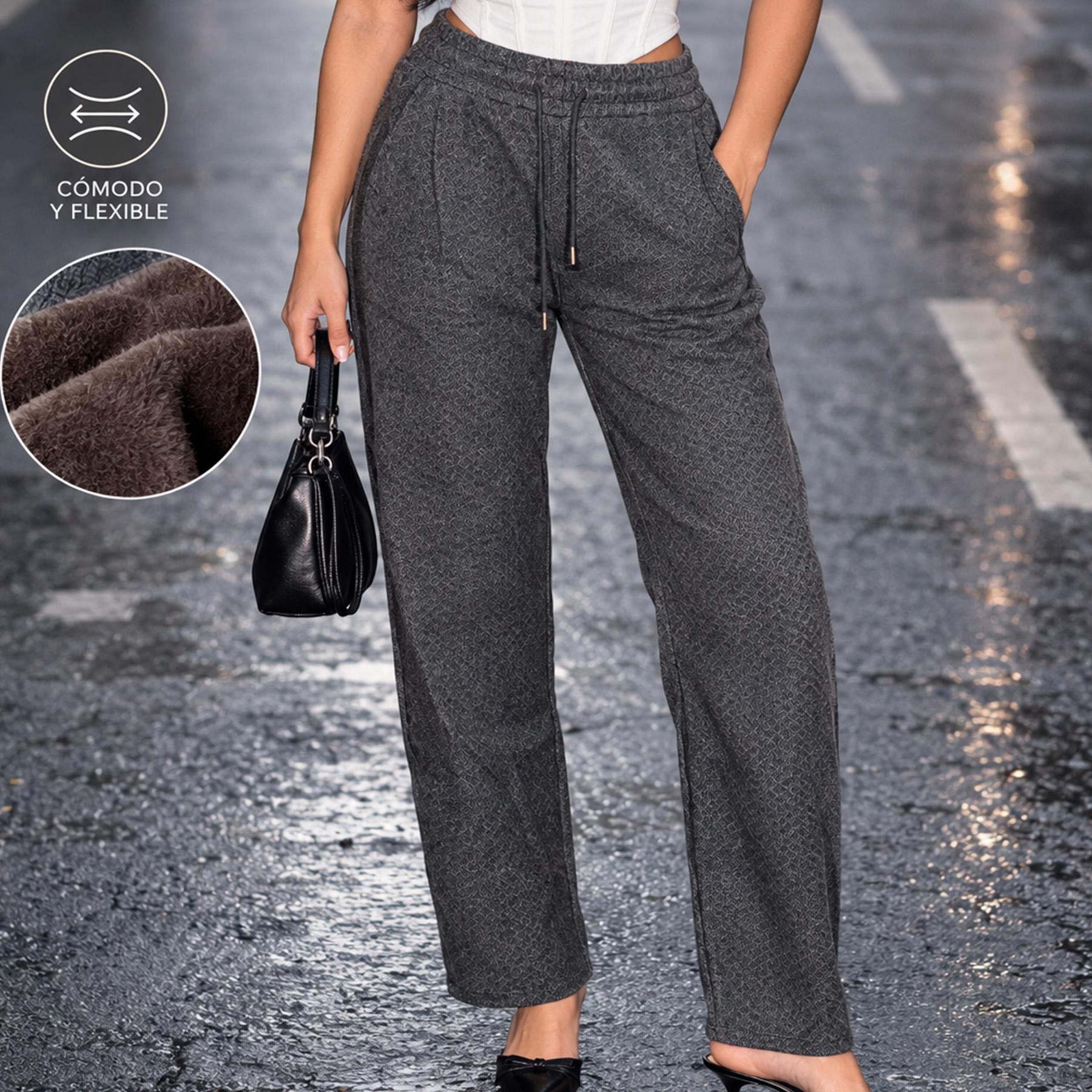 AD2652 Pantalón afelpado con estampado 15954